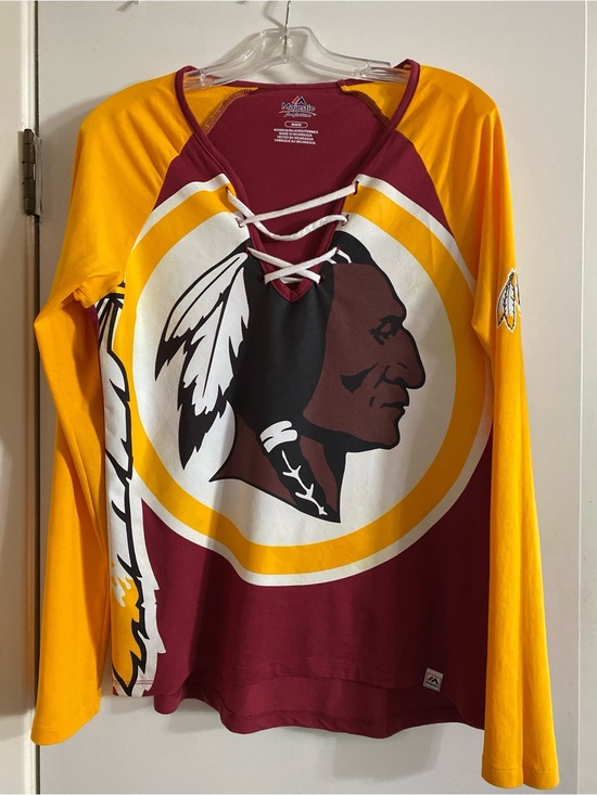 Majestic Tops - Washington Redskins Reds women’s Lace-Up Long Sleeve Team Shirt
